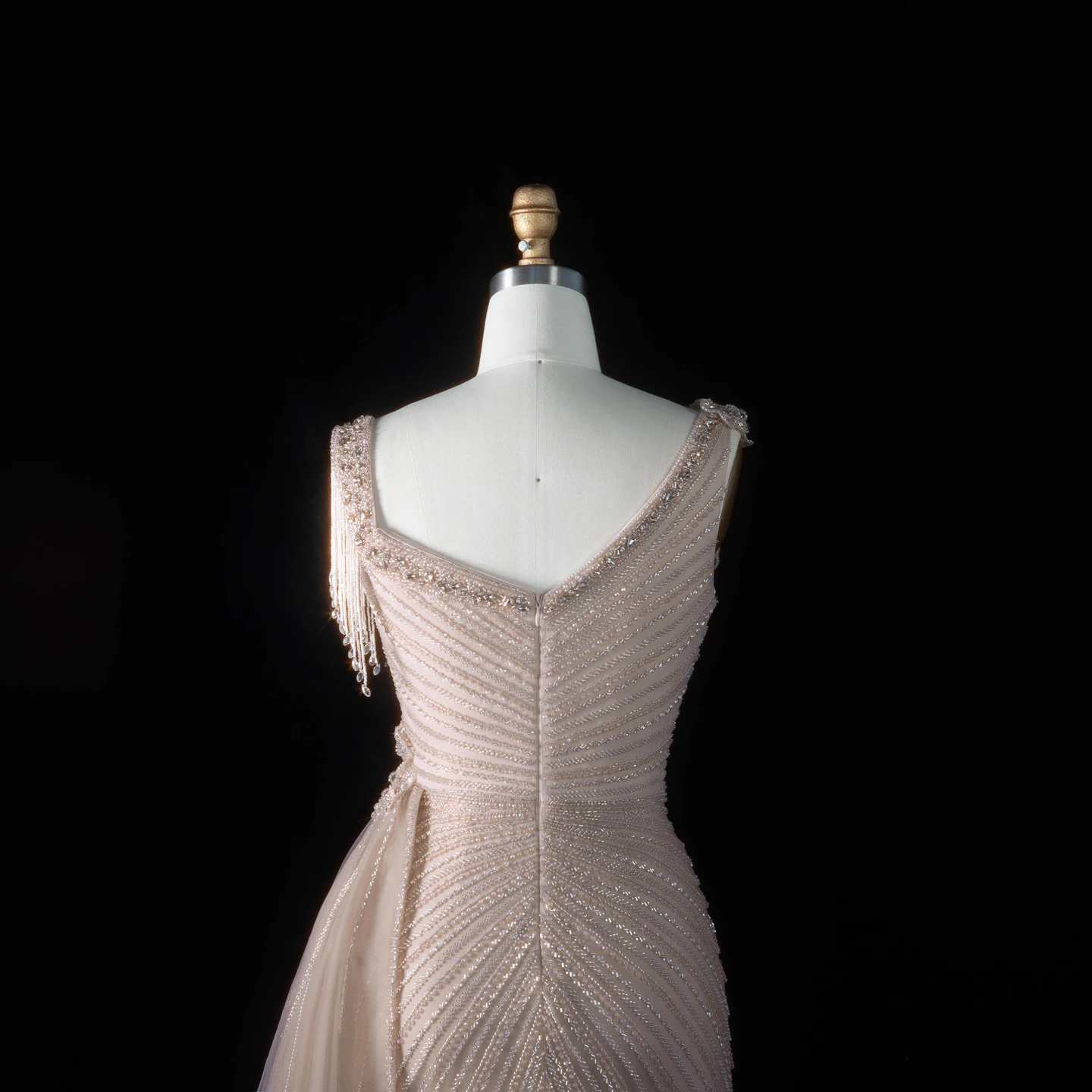 Sharon Said Abendkleid Glamouröses Grünes Tüllkleid mit Perlen und Quasten, Sweetheart-Ausschnitt, Luxuriöses Dubai-Formelles Hochzeits- und Partykleid SS103 Maßanfertigung – Detail 35