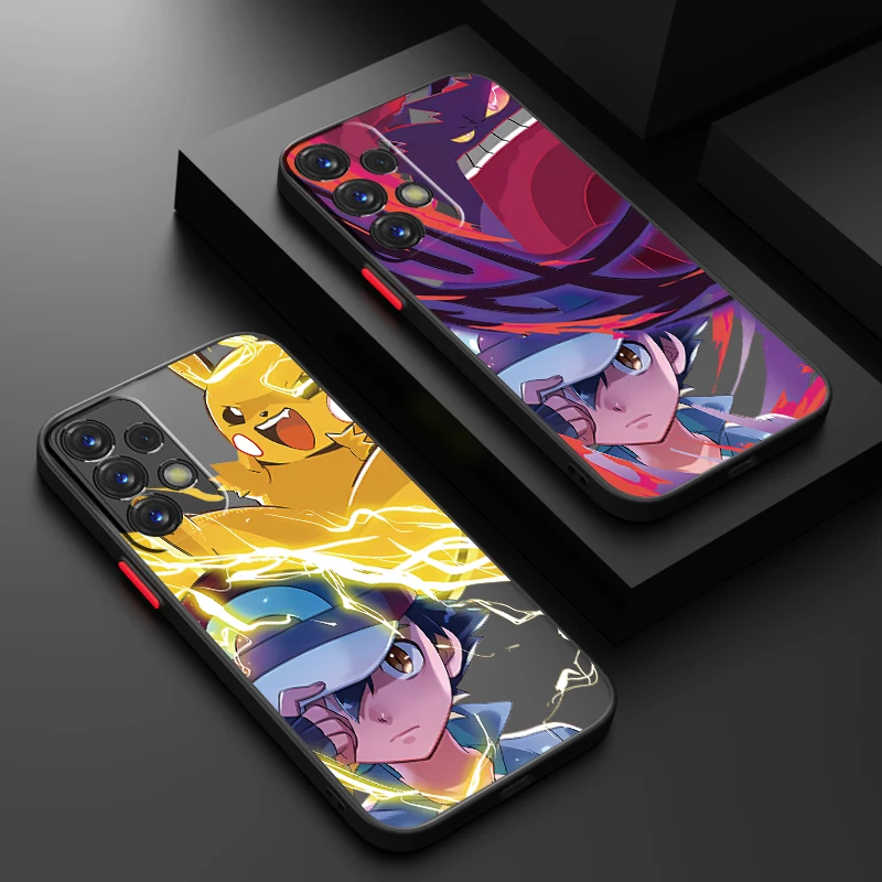 P-Pokemons G-Greninjas Cartoon Frosted Translucent For Samsung A53 A52 A33 A32 A51 A71 A21S A13 A73 A50 A22 A12 5G Funda