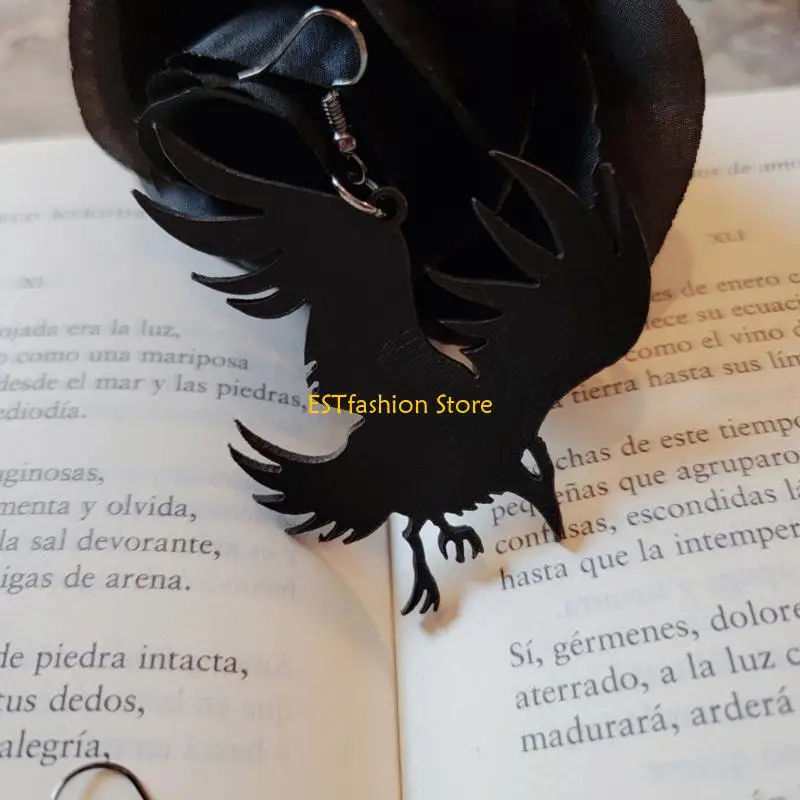 Y5GC Black Crow Drop Earring Party Jewelry Acrylic Material Gothic Crow Earring