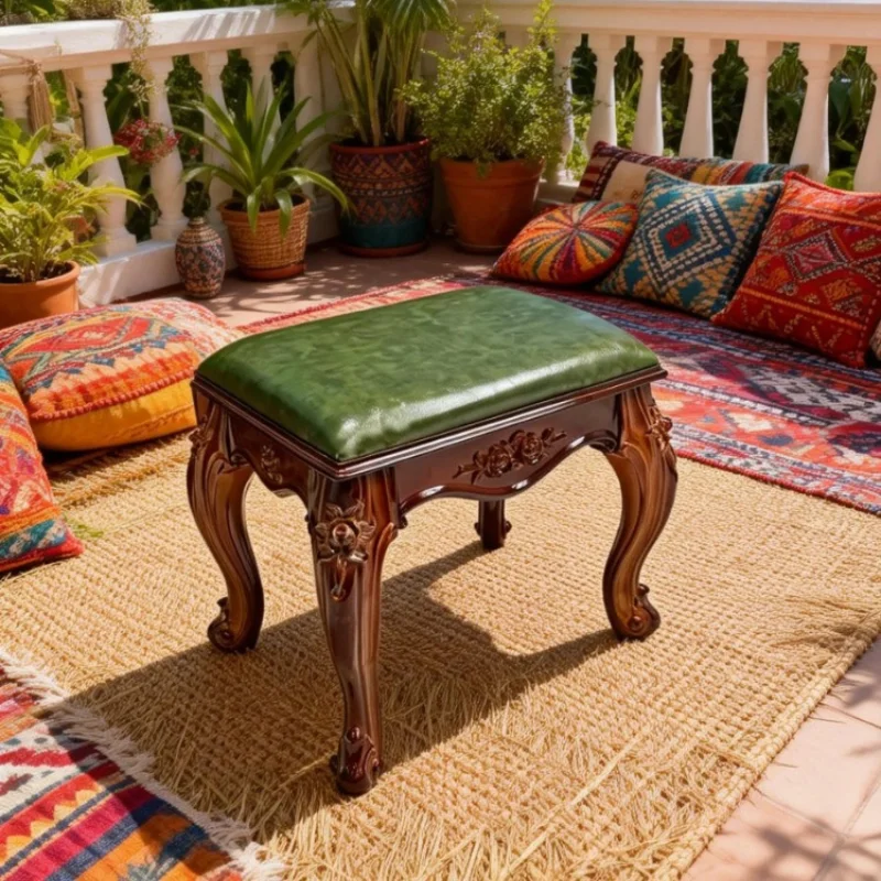 

Домашний роскошный дизайнерский низкий табурет в скандинавском стиле с кожаной обивкой, маленькая скамейка для гостиной, табуреты и пуфы