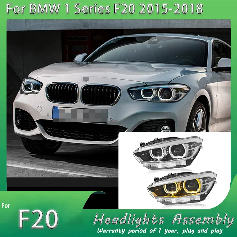 

Полностью светодиодные передние фары для BMW 1 серии F20 2015-2018 годов выпуска, лазерные фары в сборе, сигнальные лампы, двухцветные (желтый и белый)