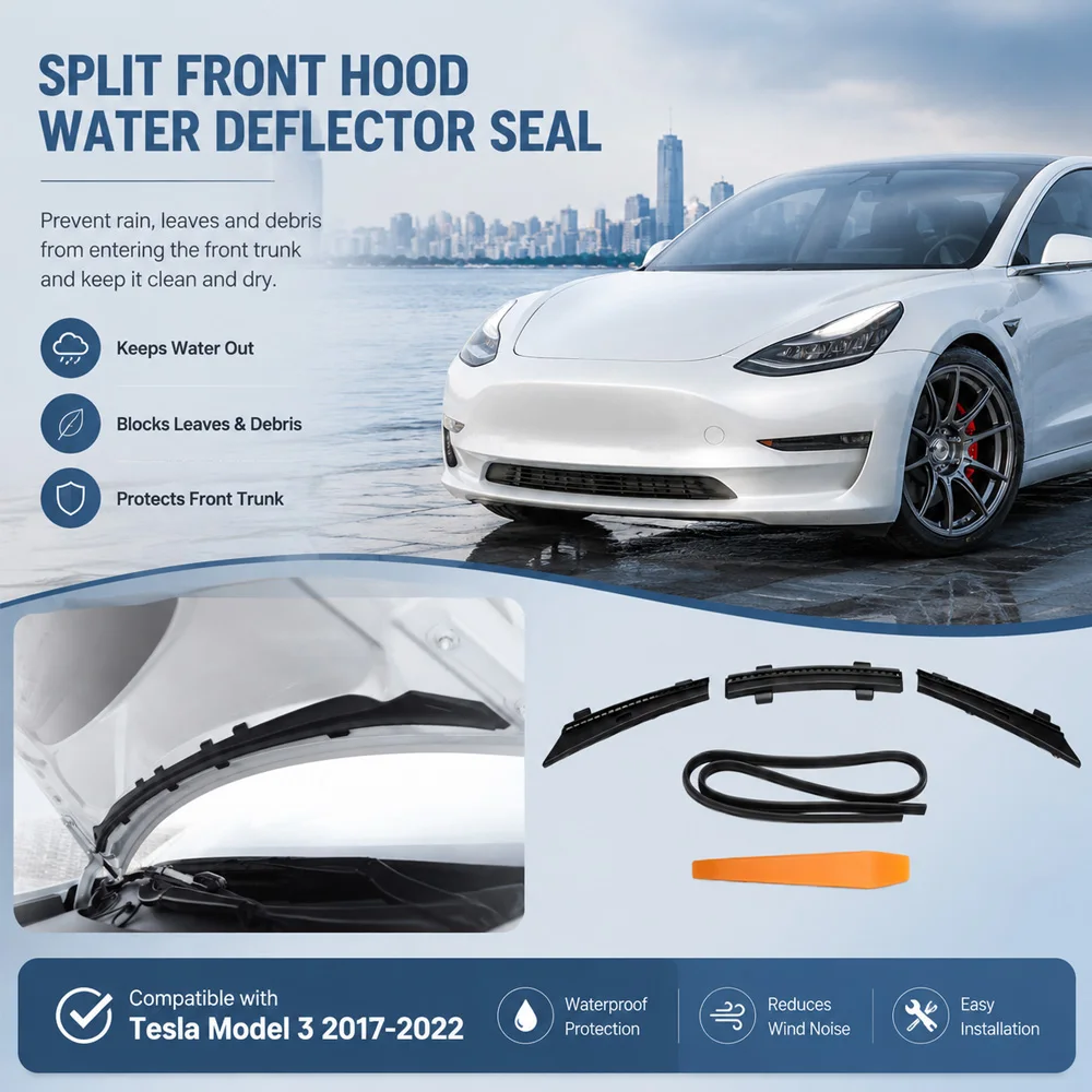 For Tesla Model 3 2017 2018 2019 2020 2021 2022 Car Front Hood Dust Proof Sealing Strips Air Inlet Protective Cover