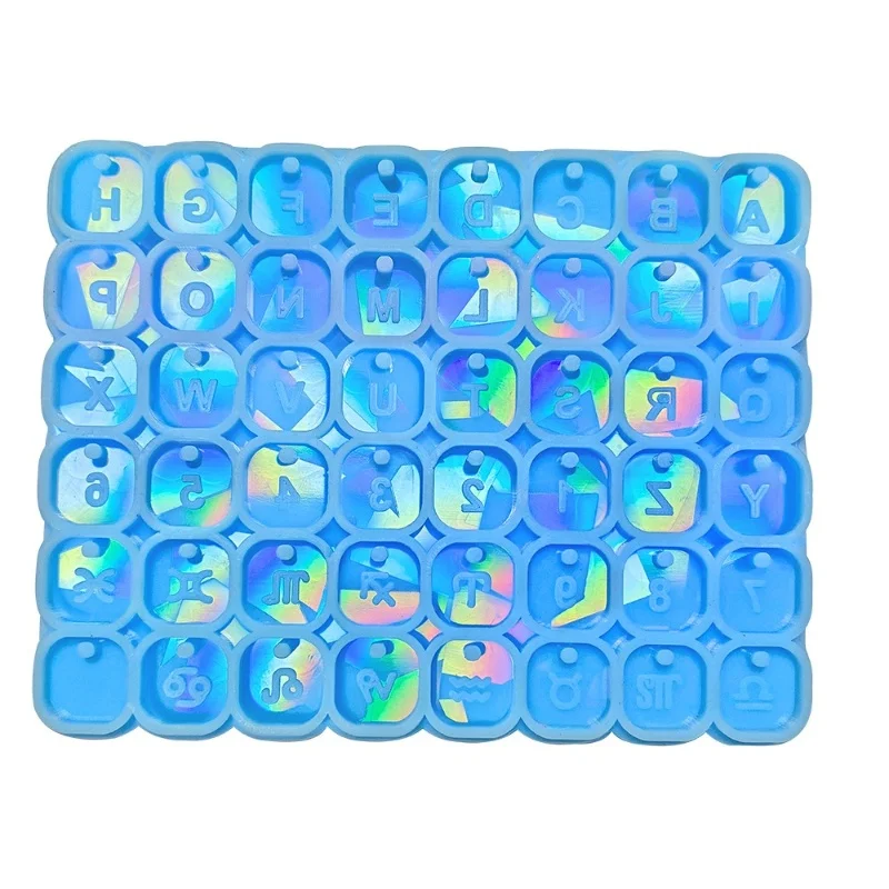 Moules en silicone pour pendentif lettre carrée laser holographique bricolage, bijoux numériques faits à la main, décoration de bracelet, moule en résine de cuisson Flip