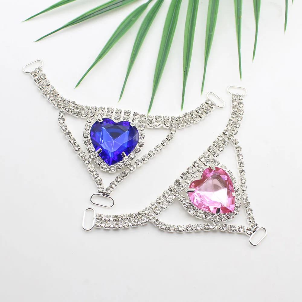 Fashion 2-piece 53 * 130mm heart-shaped underwear decoration chain DIY low waist rhinestone body chain multifunctional bikini be