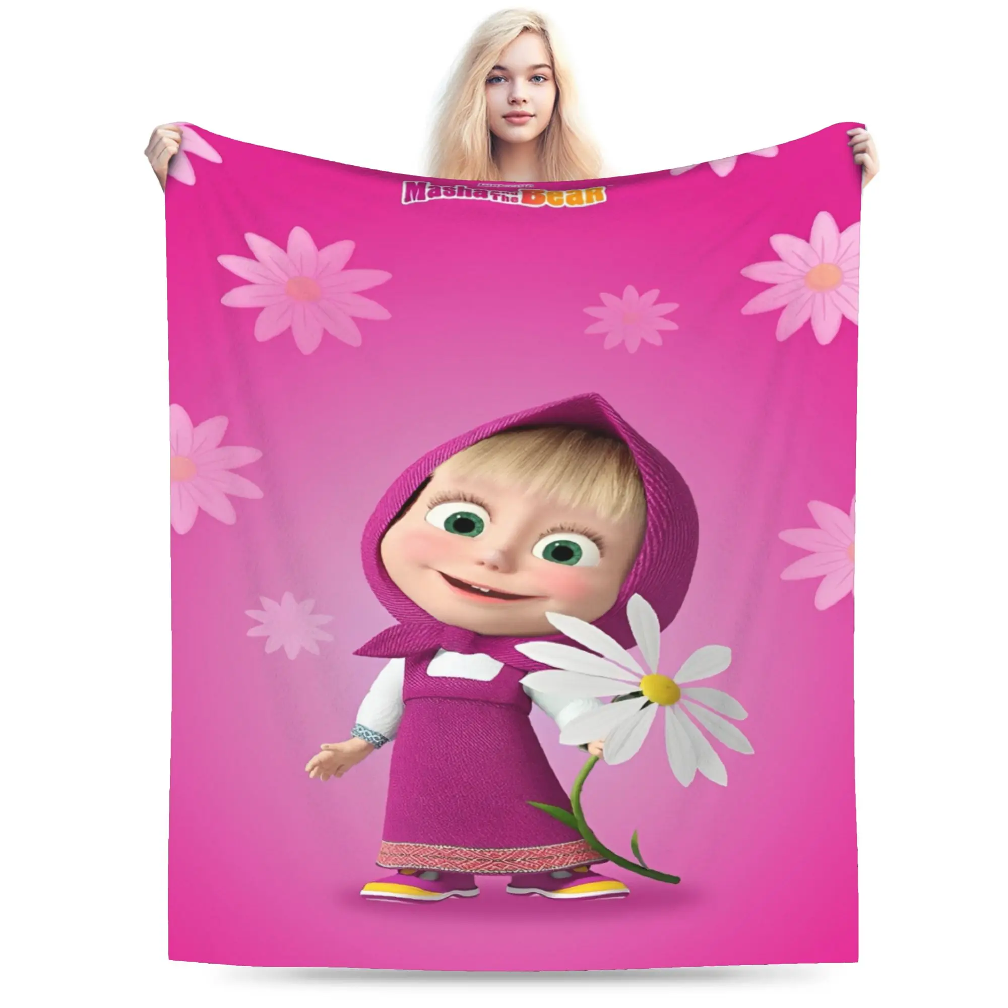 بطانيات ماشايس من الصوف كاواي بير للاسترخاء بطانية رمي فائقة النعومة لمفارش غرفة النوم