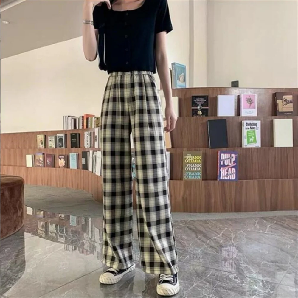 Women Christmas Pajama pants Autumn Winter Plaid Printed Pants Fashion Casual Wide Leg Pants Clothing Streetwear