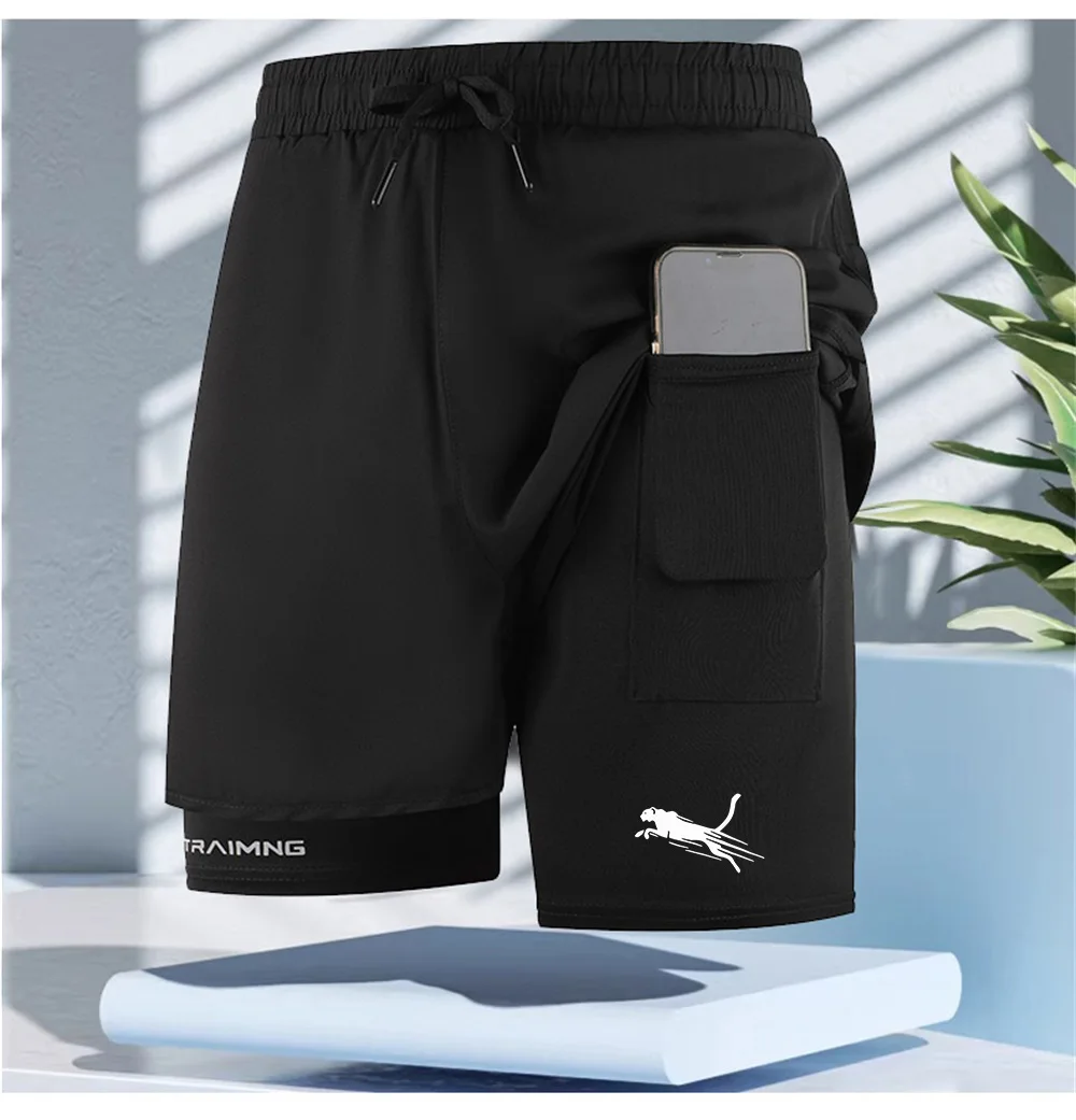 Men's Quick Dry Multi Color Fitness Sports Leisure Shorts Comfortable Breathable Thin Loose Outdoor Leisure Short Leopard logo