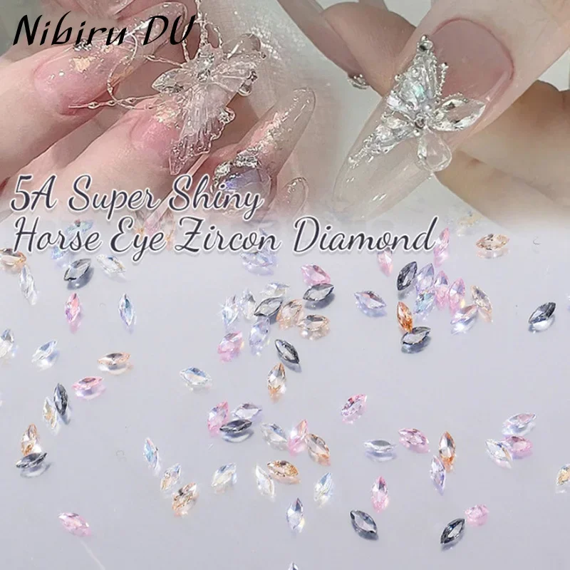 50Pcs Nail Art Rhinestones Decorations Shiny Zircon Nail Gems Ice Translucent Cognac Colorful Diamond Manicure Accessories