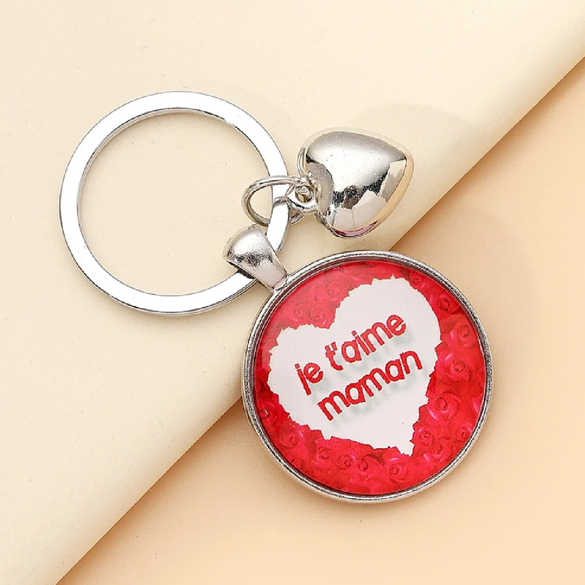 1pcs European and N Mother's Day Mother and Daughter Love Time Gem Key Ring, Glass Pendant Key Chain Birthday Gift