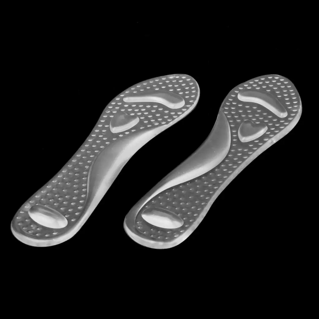 Washable Silicone Insoles with Advanced Arch Support Massaging Shoe Pads Transparent Footbeds for Adult High Heels