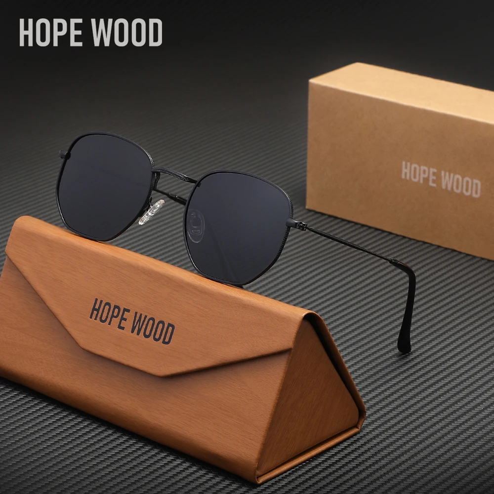 HOPE WOOD Fashion Polarized Sunglasses Men Driving Fishing Luxury Brand Designer UV400 Eyewear Light Weight for Lady