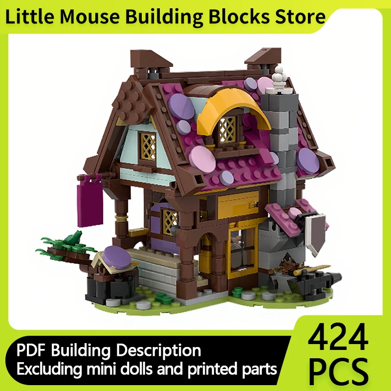 

Medieval Castle Model MOC Building Bricks Village House Workshop Modular Technology Gifts Holiday Assemble Children Toys Suit