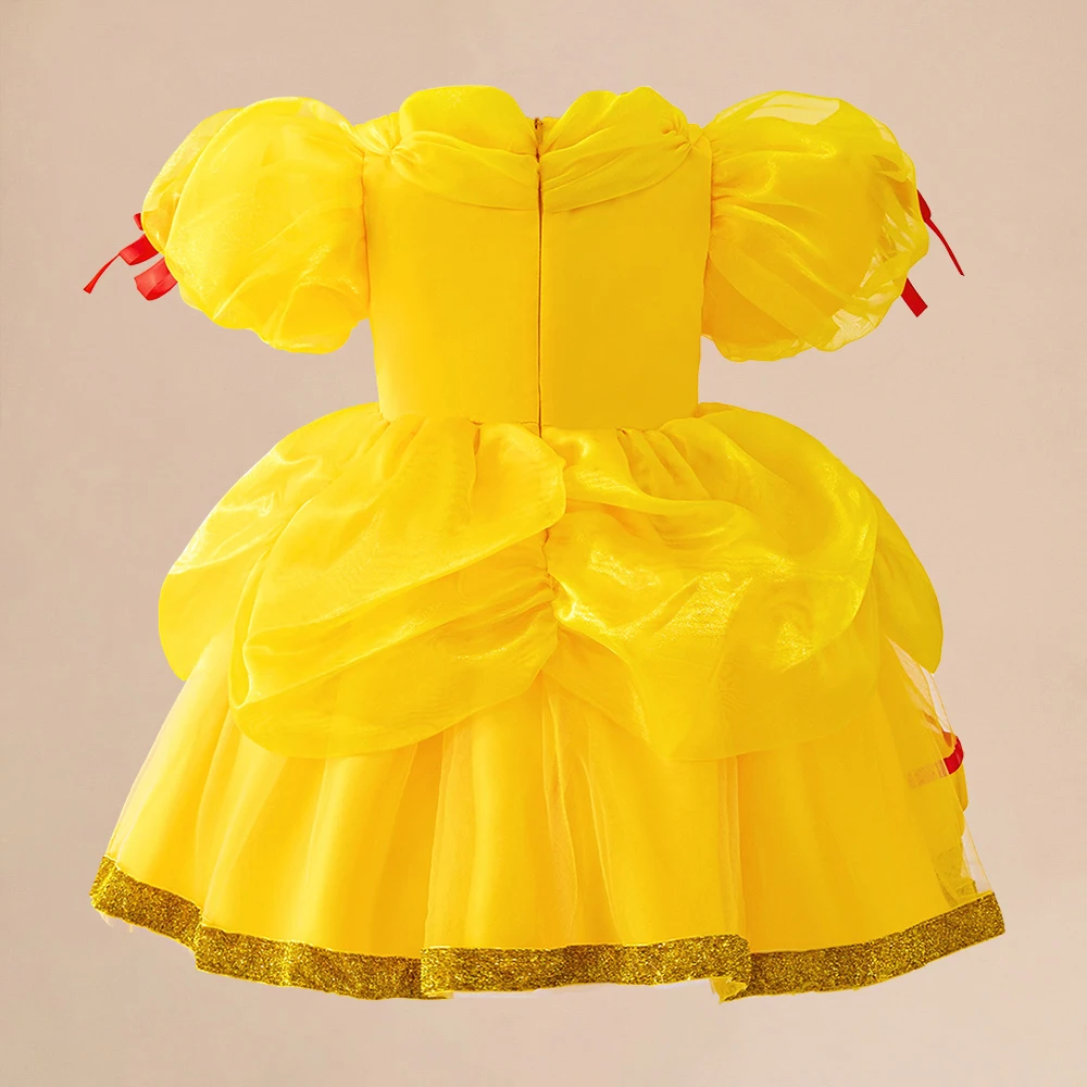 Baby girls Kids Princess Dresses Belle Party Costume Children Christmas Birthday Flower Clothes Beauty and the Fancy Halloween