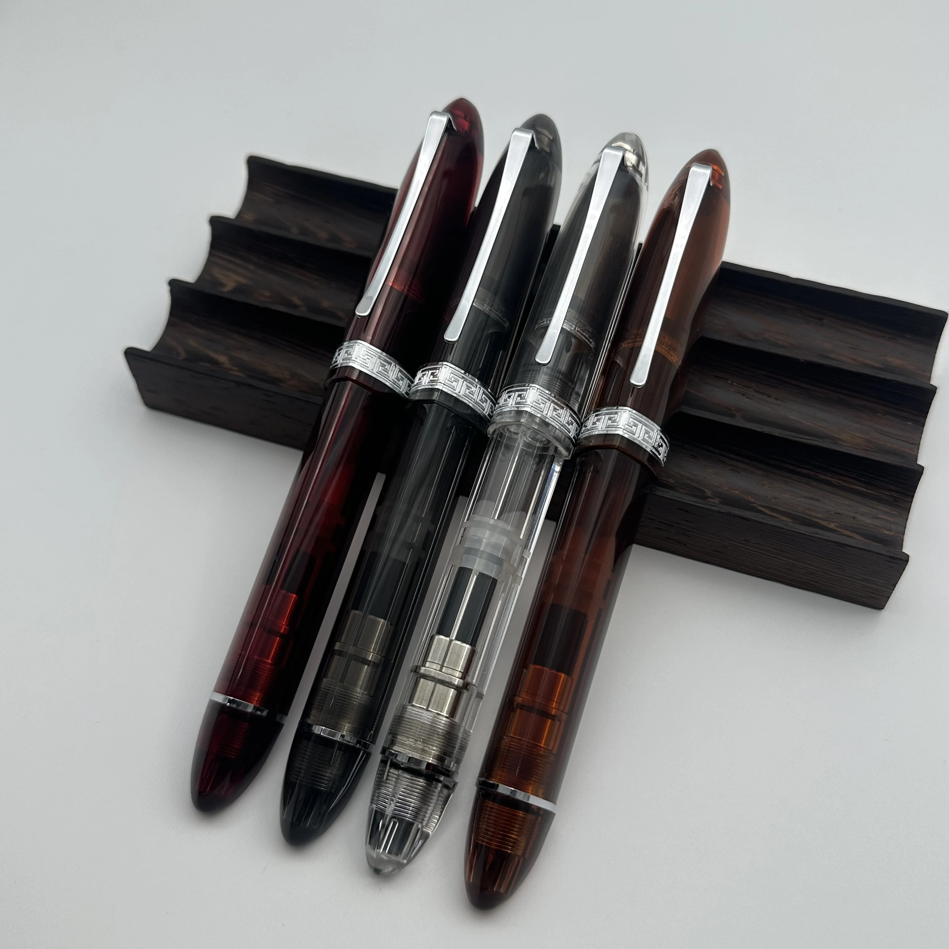Limited Transparent Color Majohn V60 Triangular Piston Resin Fountain Pen Writing Pen School Business Stationery Supplies Gift