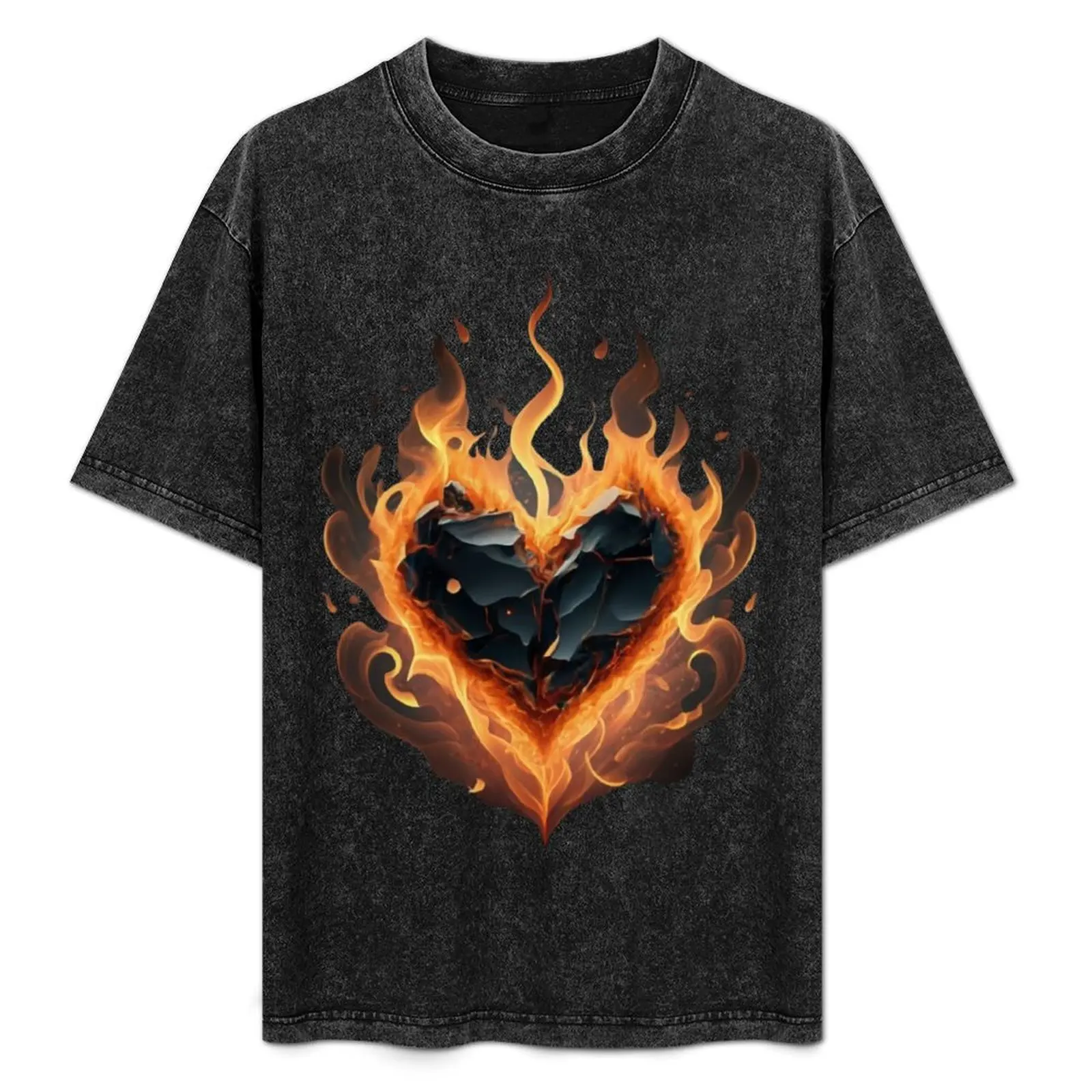 

Burning Heart T-Shirt Casual Fashion Short Sleeve Cotton T-Shirt