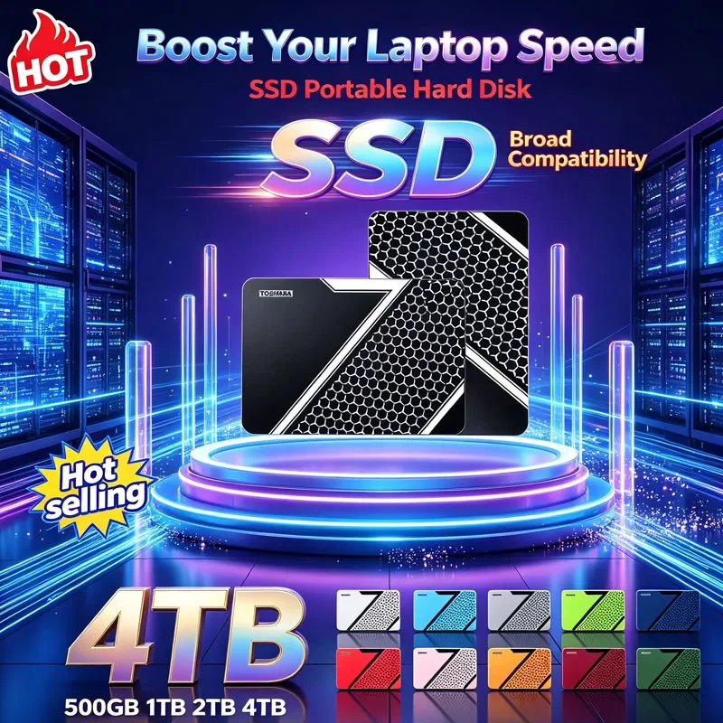 2026 New Large Capacity External SSD 1TB 2TB 4TB Portable Storage Device USB 3.0 Solid State Backup Hard Drive for Mac PC Laptop