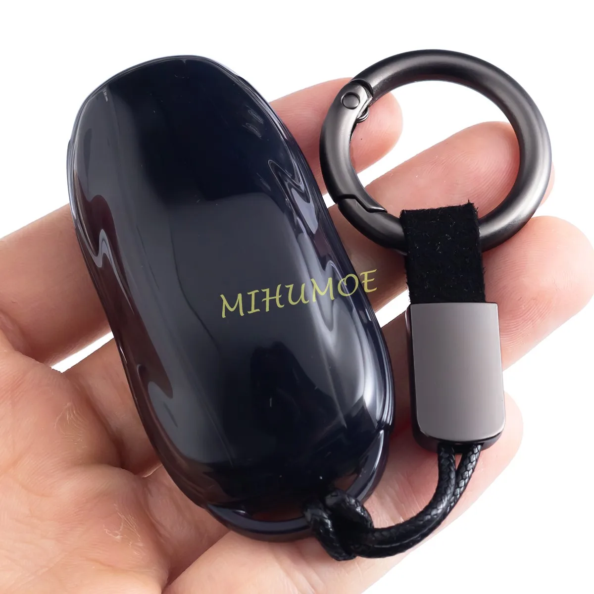 For 2012-2023 Tesla Model 3 Y S Black Transparent Key Fob Case Cover Keychain Ring Shell Protector Car Accessories