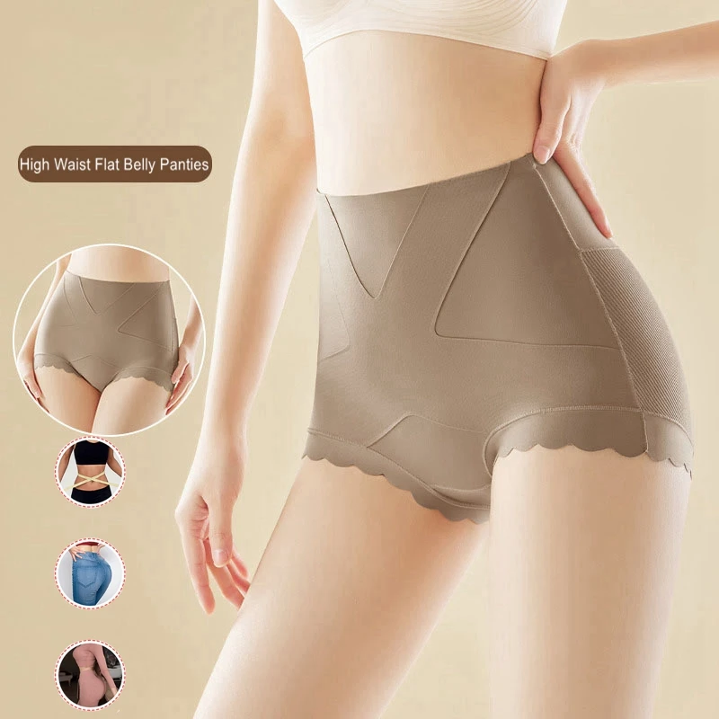 New High Waist Tight Belly Underwear For Women Seamless Tummy Control Panties Slimming Butt Lifting Binding Body Shaper Pants