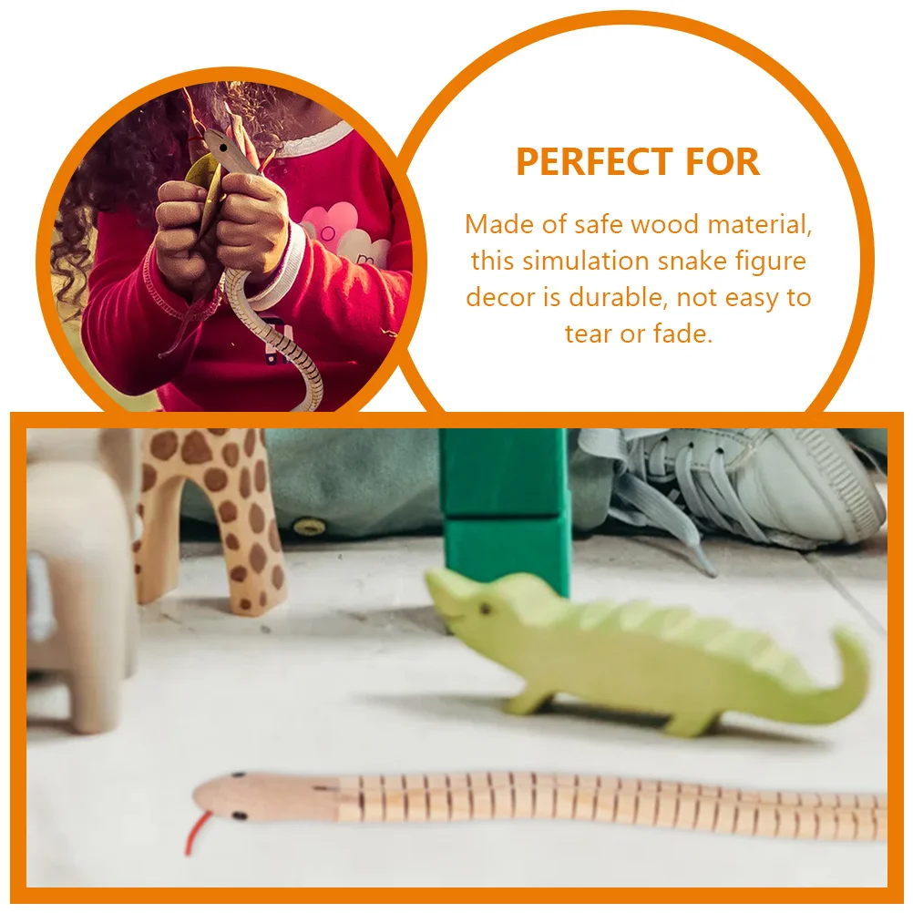 10 Pcs Natural Simulated Wooden Snake Toy Children's Toys Model Crafts Animal Realistic Plaything