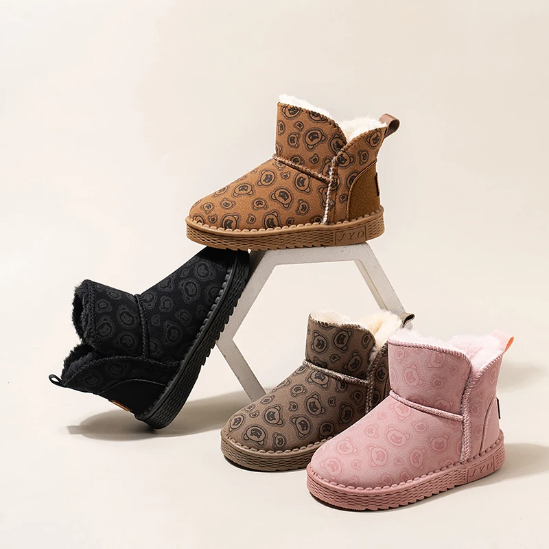 

Children's Snow Boots 2-18 Years Old Yellow Brown Padded Thickened Cotton Shoes Winter Khaki Lightweight Non-slip Kids Low Boots