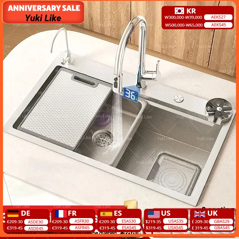 

Food Grade 316L Stainless Steel Kitchen Sink Rice Embossing Household Large Single Slot Wash Dishes and Wash Vegetables Basin