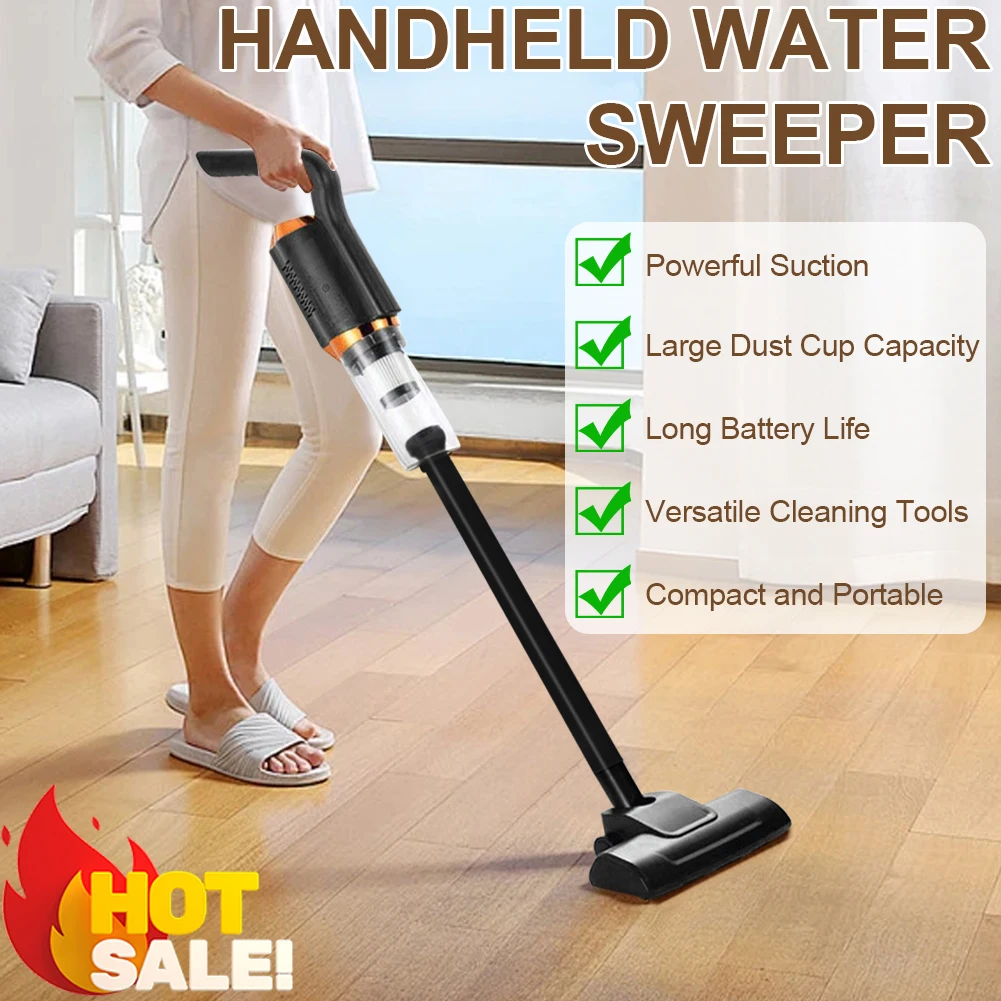 Handheld Wireless Vacuum Cleaner USB Rechargeable Strong Suction Handheld Water Sweeper 2000mAh Cordless Portable Cleaning Robot