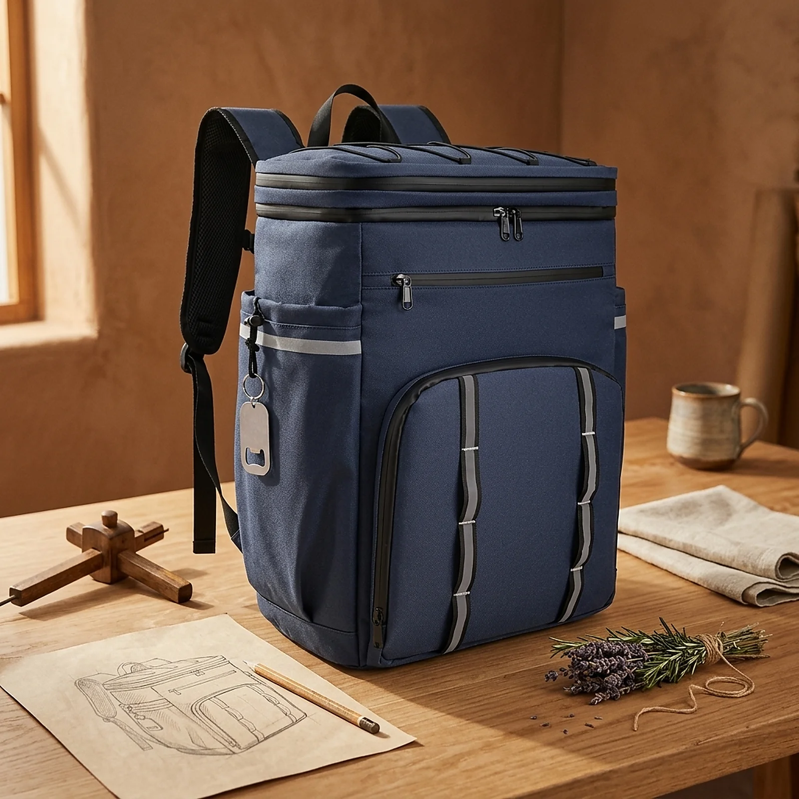 Zoyiancy Blue Large Soft Cooler Bag Holds 45 Cans, 41L Insulated Cooler Backpack, Water-Resistant Lunch Backpack for Travel, Outdoor Camping, Hiking & Picnics