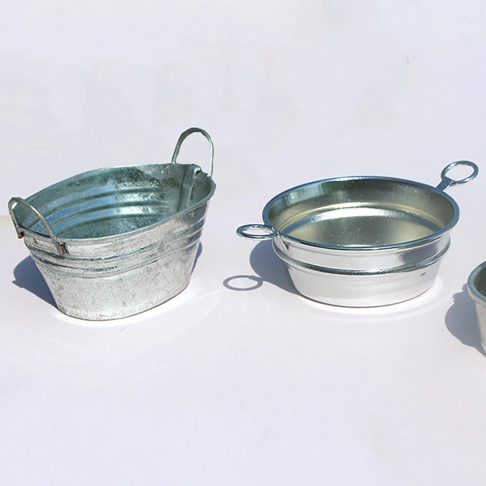 1/12 Dollhouse Miniature Metal Vegetable Wash Basin Mini Bathing Tub Model Toys for Doll House Accessories Decoration ob11 bjd