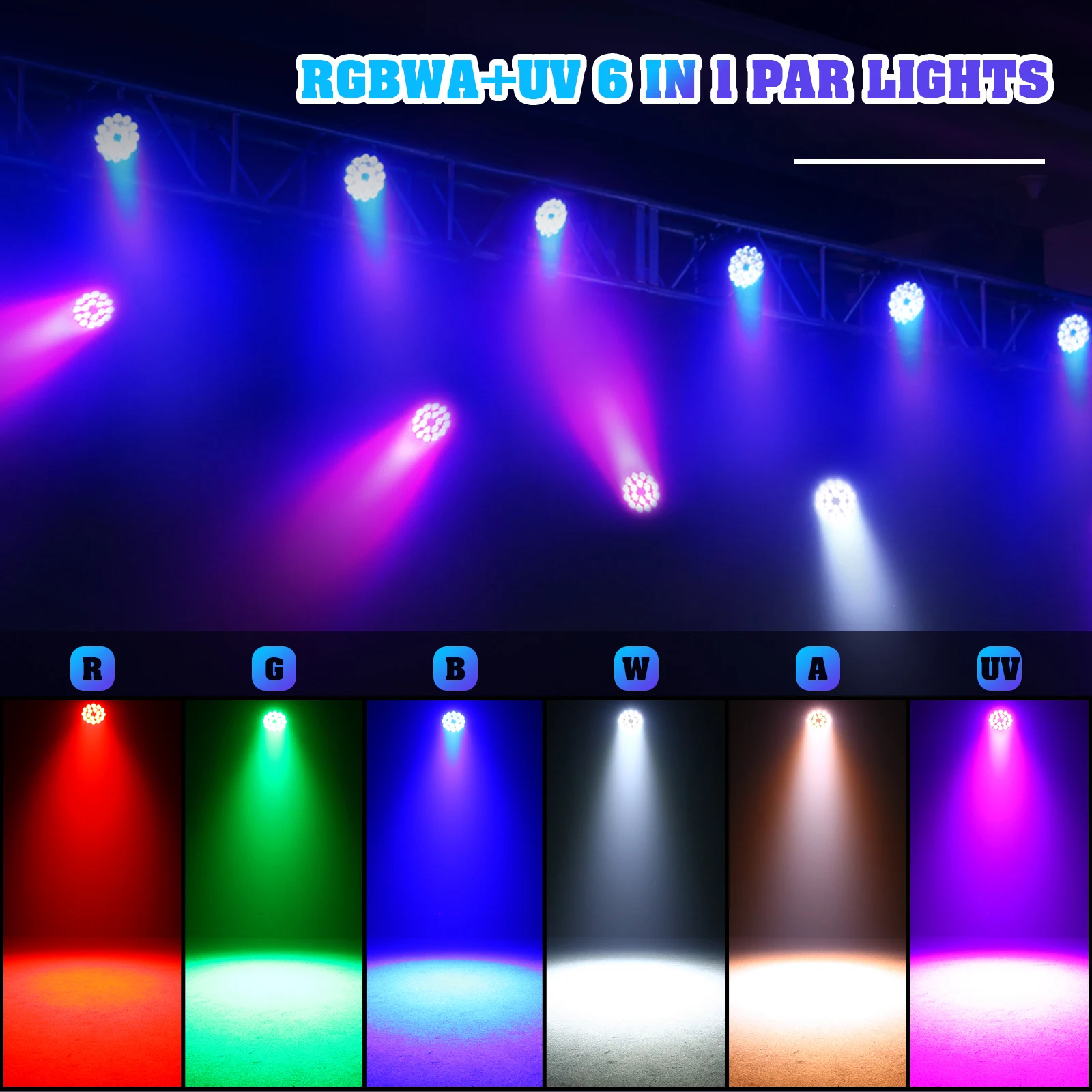U'King 4PCS 18x12W RGBWA+UV Lights 6in1 LED Lighting DMX512 Disco Light Professional Stage DJ Equipment Aluminum LED Par Light