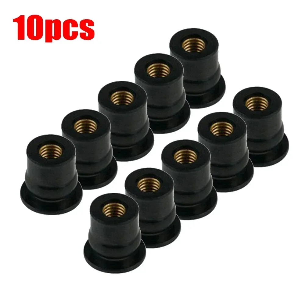 10X Motorcycle M6 Metric Rubber Well Nuts Universal Neoprene 6mm Nuts Damper Panel Fixing Windscreen Fairing Cowls Retainer Nuts