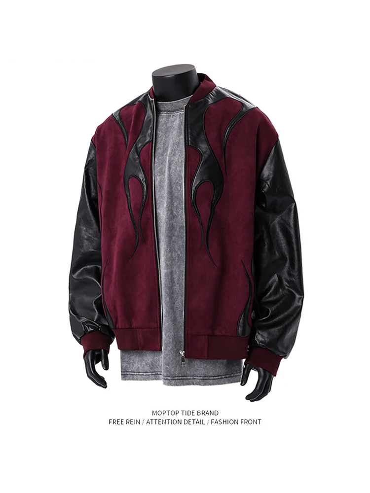 

Мужская куртка из искусственной кожи в стиле хип-хоп High Street, модная уличная ветрозащитная модель с длинными рукавами и застежкой-молнией