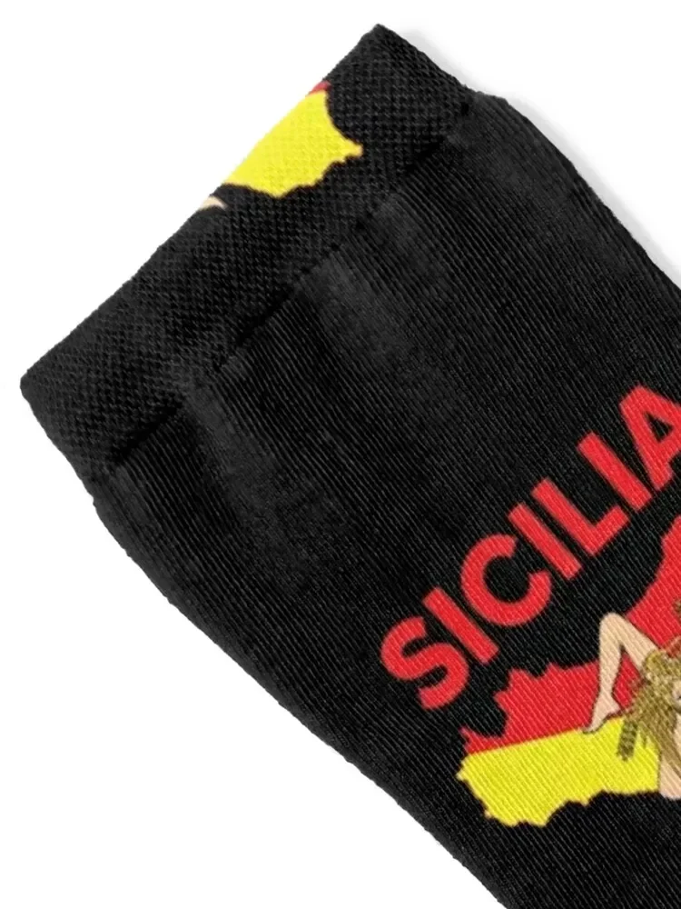 Sicilian Pride - Map of Sicily Trinacria Socks warm winter Wholesale Socks For Girls Men's