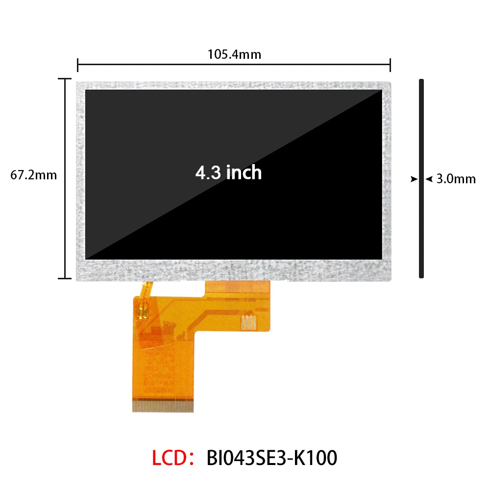 Yangrun 4.3inch Capacitive Touch Panel ips Lcd display 480*272 TFT RGB HD 1000 Nits BI043SE3-K100