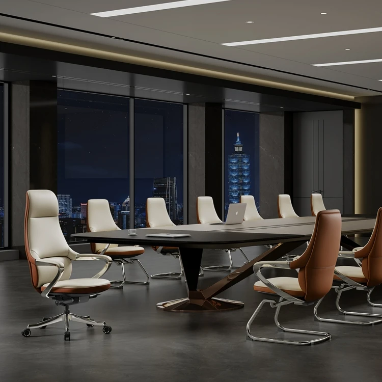 Luxury Classic Adjustable Height Boss Ergonomic Office Swivel Chair High Back Support Modern Black  Leather