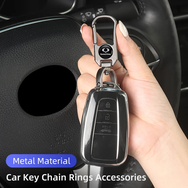 Car Logo Keychain Waist Hanging Key Chain Ring Accessories For SsangYong Actyon Korando Rexton Kyron Rodius Tivoli Musso Turismo