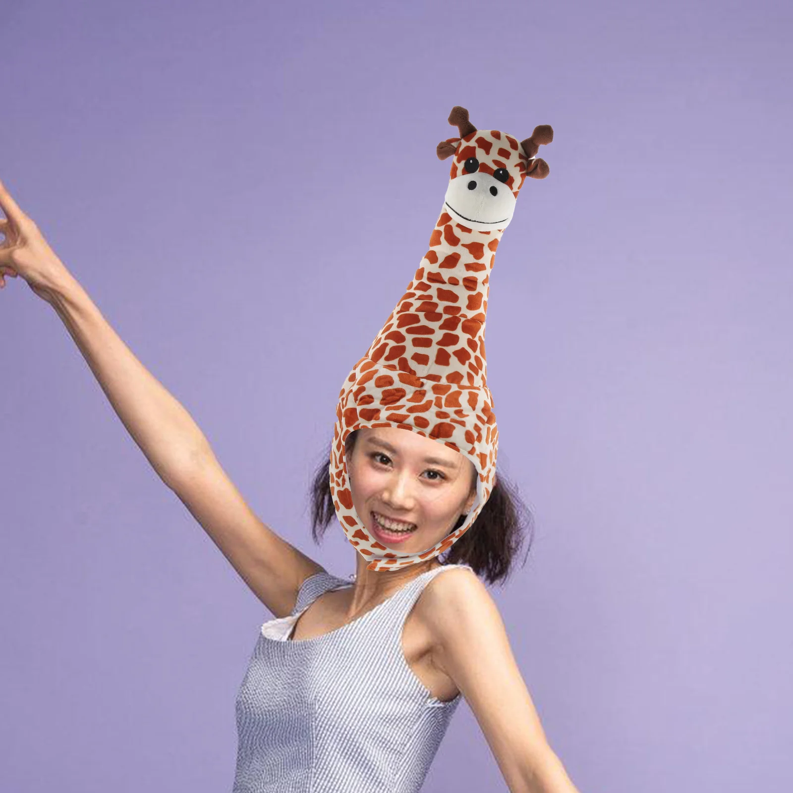 

1pc Giraffe Headwear for Adults PP Cotton Decorative Hat Giraffe Headwear Animal Hood Party Prop Photoshoot Accessory