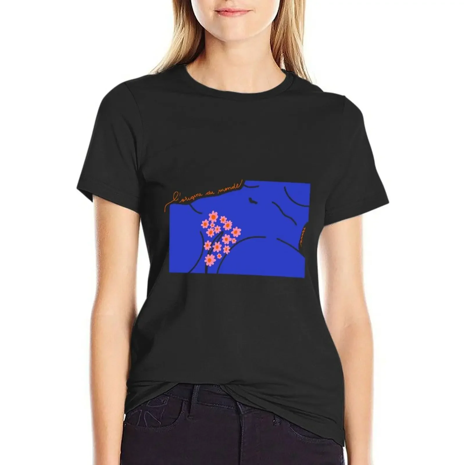 

The origin of the world | Rereading Gustave Courbet | Digital Art T-Shirt vintage summer clothes blacks cotton t shirts Women