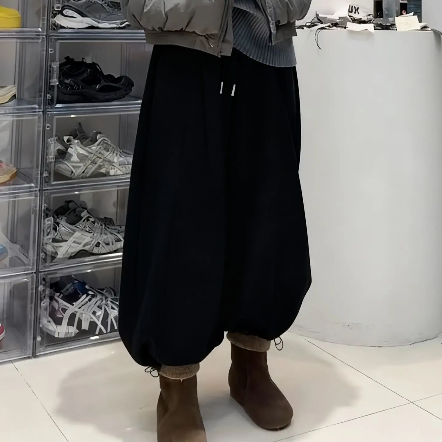 Women Fleece Lined Sweatpants Winter Warm Joggers Elastic Waist Drawstring Cuffed Casual Loose Lounge Pants