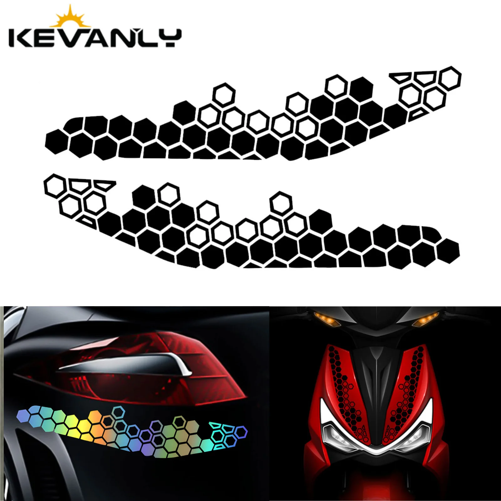 Motorcycle Honeycomb Decals Reflective Stickers Motorbike Bumper Multicolor Decorative Sticker Ornament Modification Accessories