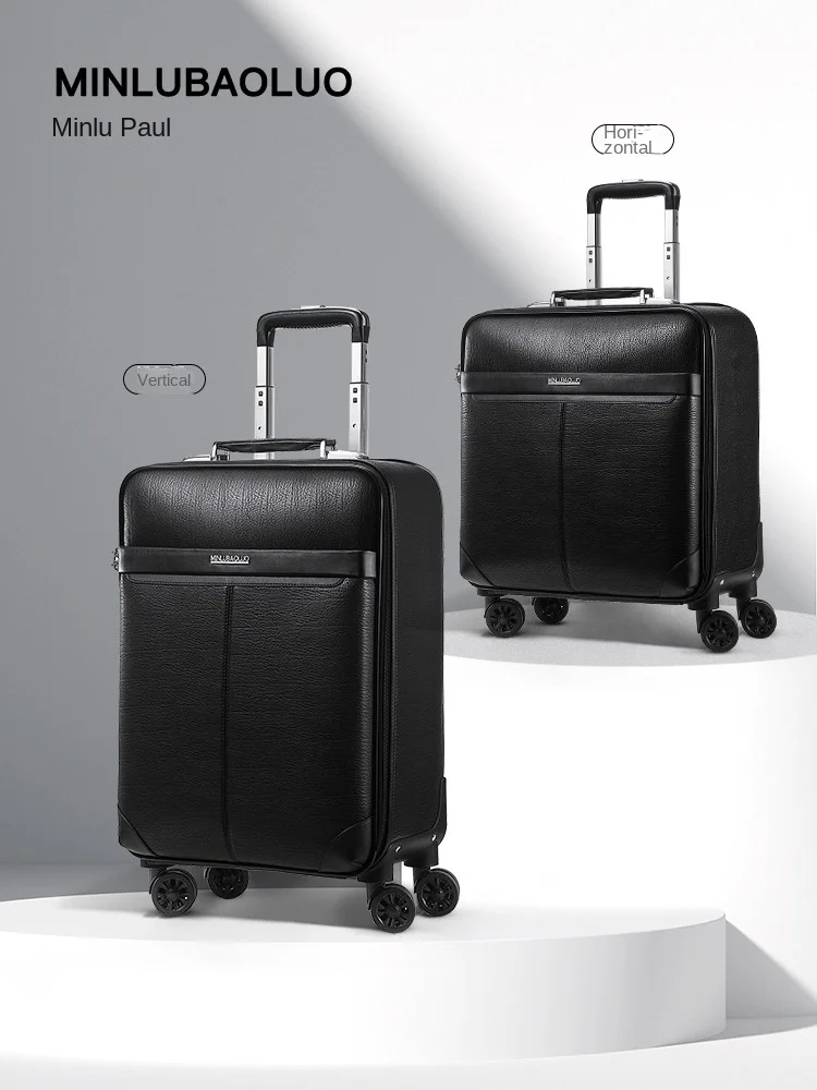 20/18-inch Business PVC Carry-on Suitcase with Wheels Rolling Luggage Cabin Travel Suitcase with TSA Lock