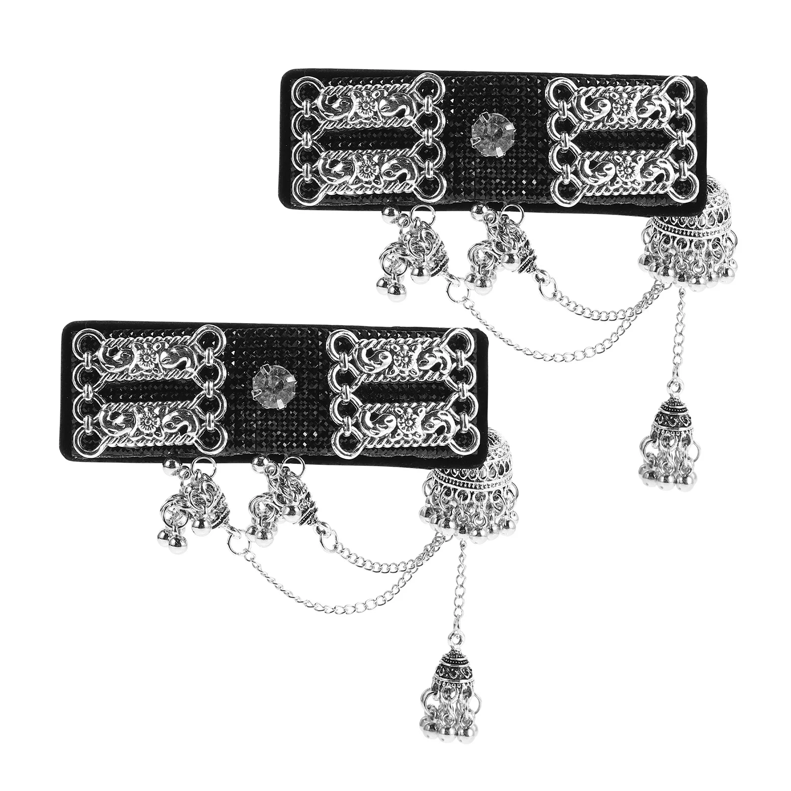 

2pcs Front Fringe Hair Clips Tassel Design Stylish Secure Grip Lightweight For Women Festival Wedding Party Everyday Use