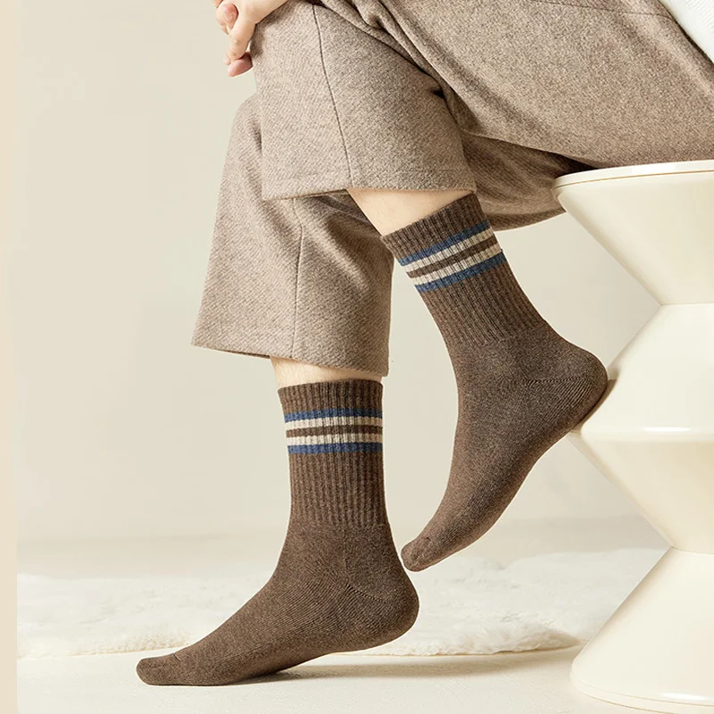 Hochwertige Herrensocken für Herbst und Winter, Verdickte Socken für Männer, Wärmesocken, Einfache Einfarbige Baumwollsocken für Männer, 5 Paar Neu – Detail 7