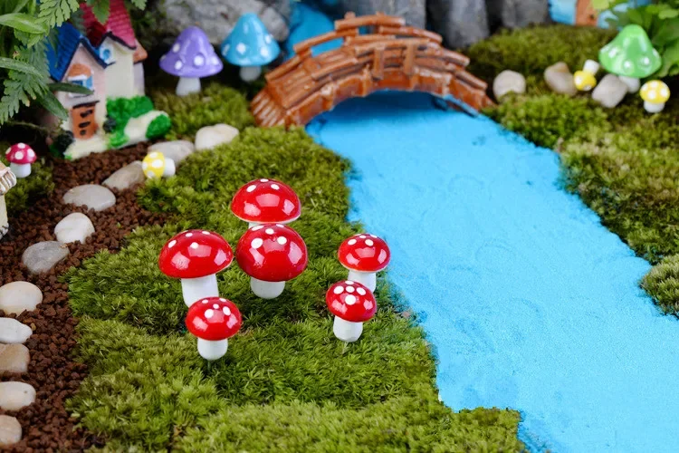 

Mini Mushroom Miniatures Foam Red Mushroom Artificial Garden Fairy Bonsai Plant Pot Craft Decors DIY Micro Landscape Ornament