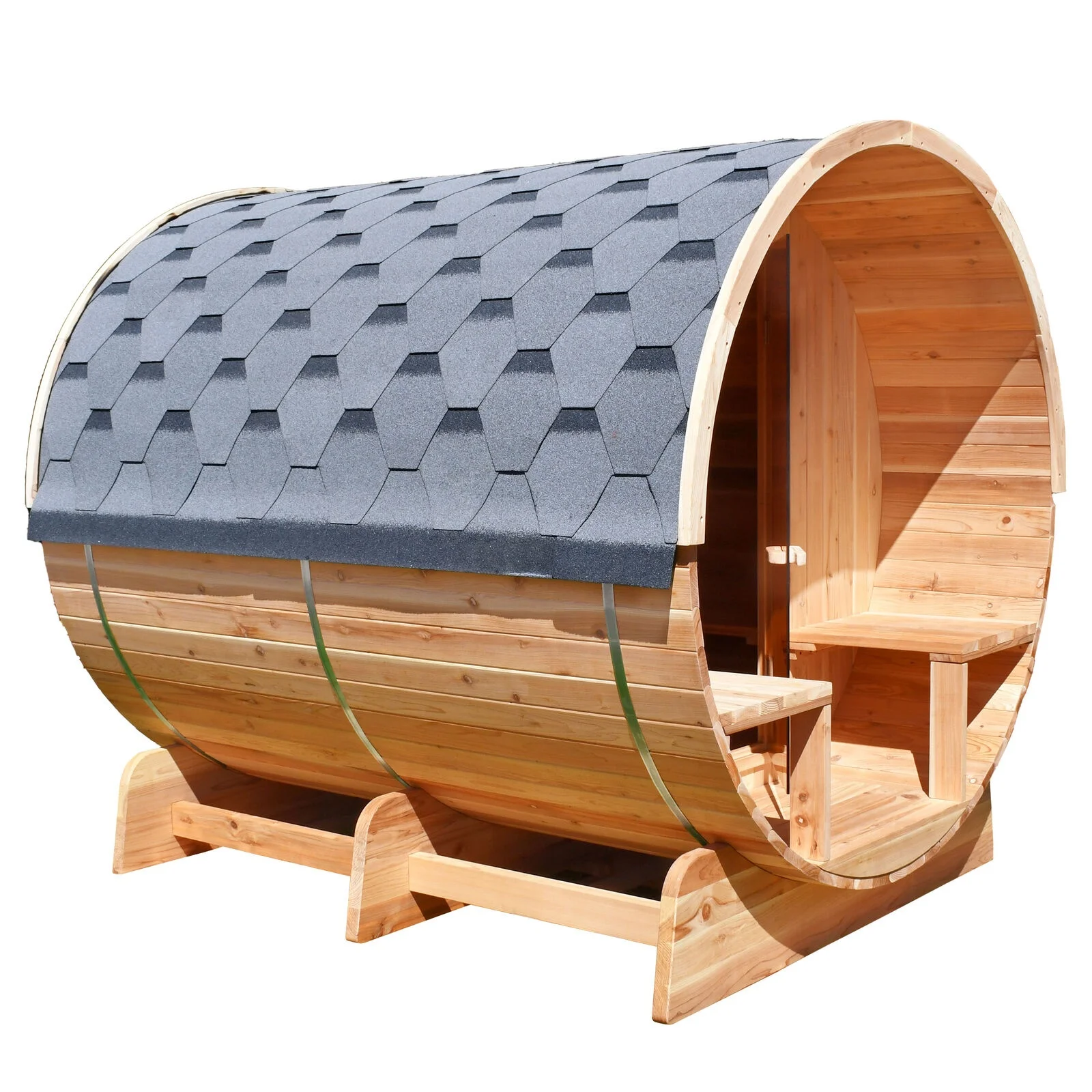 Wholesale Canadian Hemlock/Red Cedar Premium Family Outdoor Barrel Sauna Premium Family Outdoor Barrel Sauna