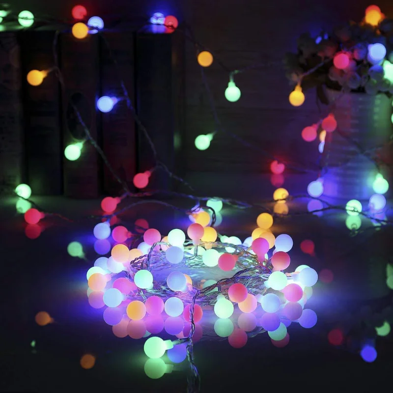 EU Plug LED Ball Garland String Lights Waterproof Outdoor Garden Lamp Christmas Holiday Wedding Party Fairy Lights Decoration