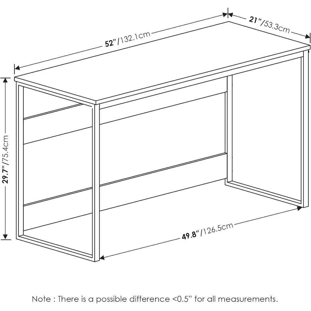مكتب معزز لنمط الحياة الحديث مقاس 52 بوصة، 52 بوصة، رمادي بلوط فرنسي #3