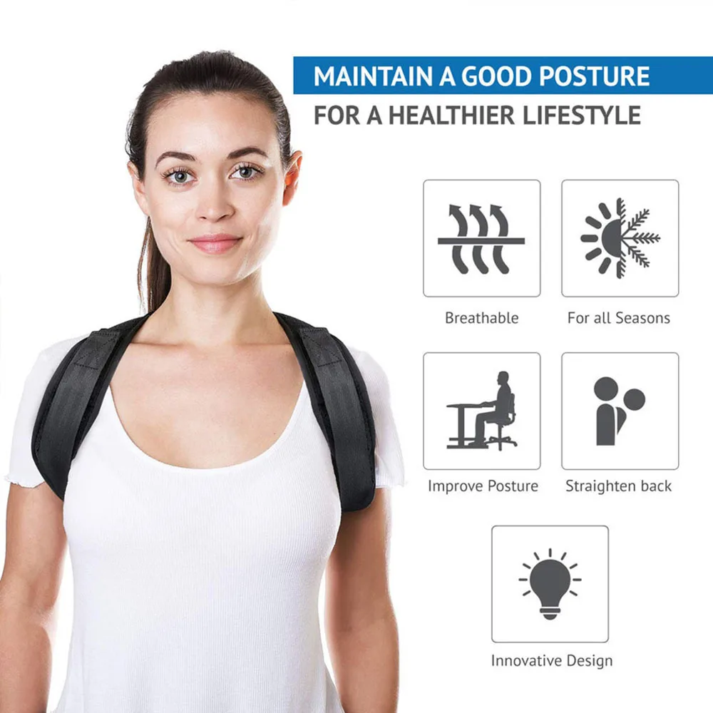 Posture Corrector Clavicle Spine Back Belt Adjustable Unisex Upper Back Shoulder Lumbar Posture Correction