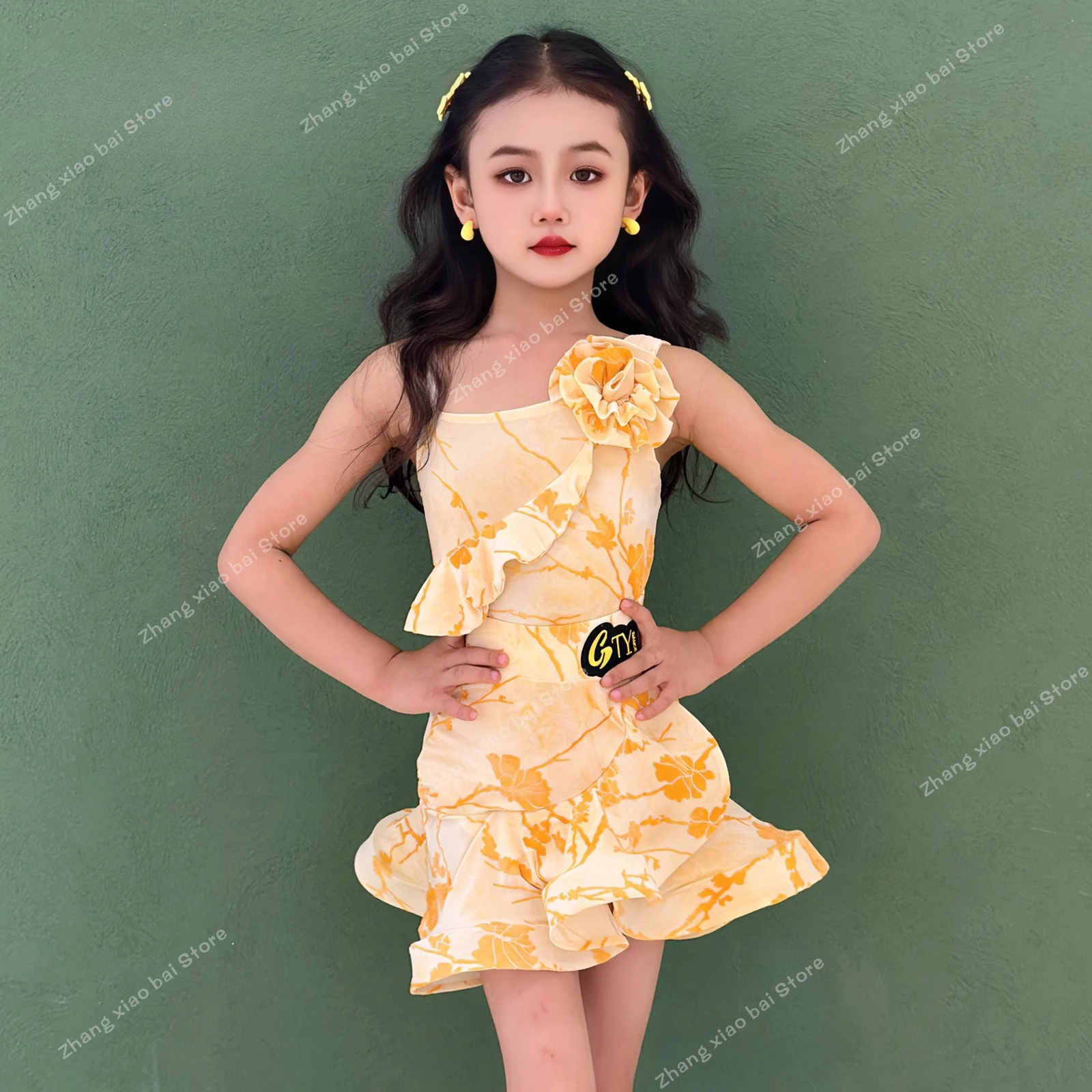 

Latin Dance Costume Girls Salsa Latin Dance Dress Tango Ballroom Dress Standard Girls Performance Suit Kids Latin Practice Dress