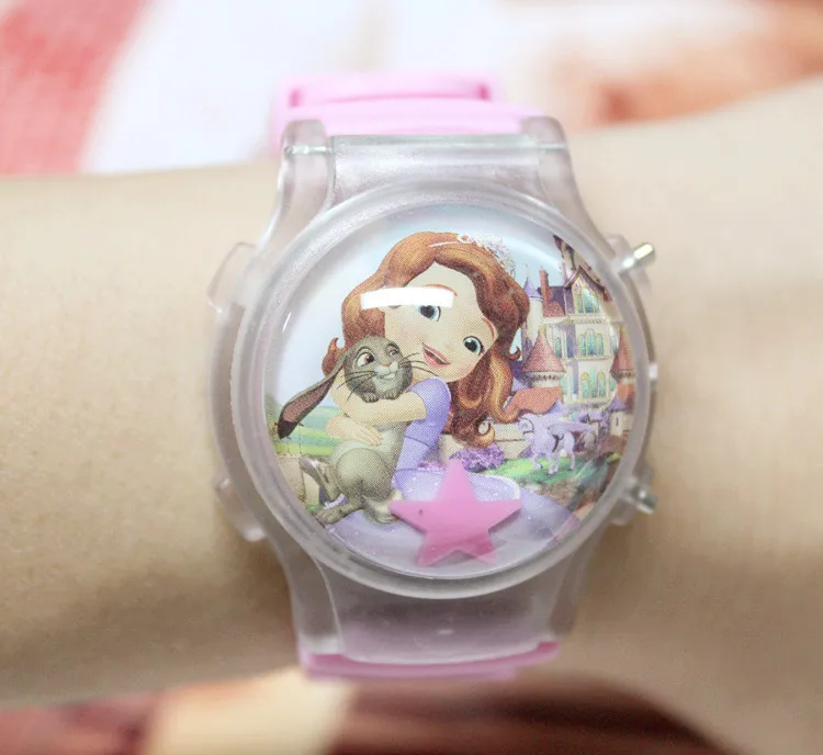 Reloj luminoso de dibujos animados de Mickey Minnie de Disney para niños, correa de silicona, bonito reloj de música Flash, relojes para niños, regalos de cumpleaños