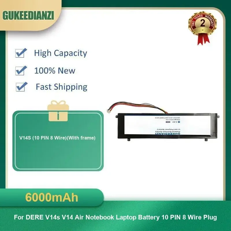 

6000mAh V14S (10 PIN 8 Wire)(With frame) Laptop Battery For DERE V14s V14 Air Notebook Laptop Battery 10 PIN 8 Wire Plug